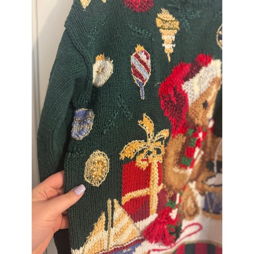 Vintage 1998 Weihnachten Teddybär Strick Urlaub Pullover Gr: Large - Bild 4 von 5