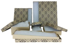 Damask Print Kraft Cotton Filled Gift Boxes
