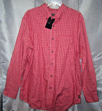 Chaps Mens Shirt L Red White Gingham Check Long Sleeve Button Down Casual NWT