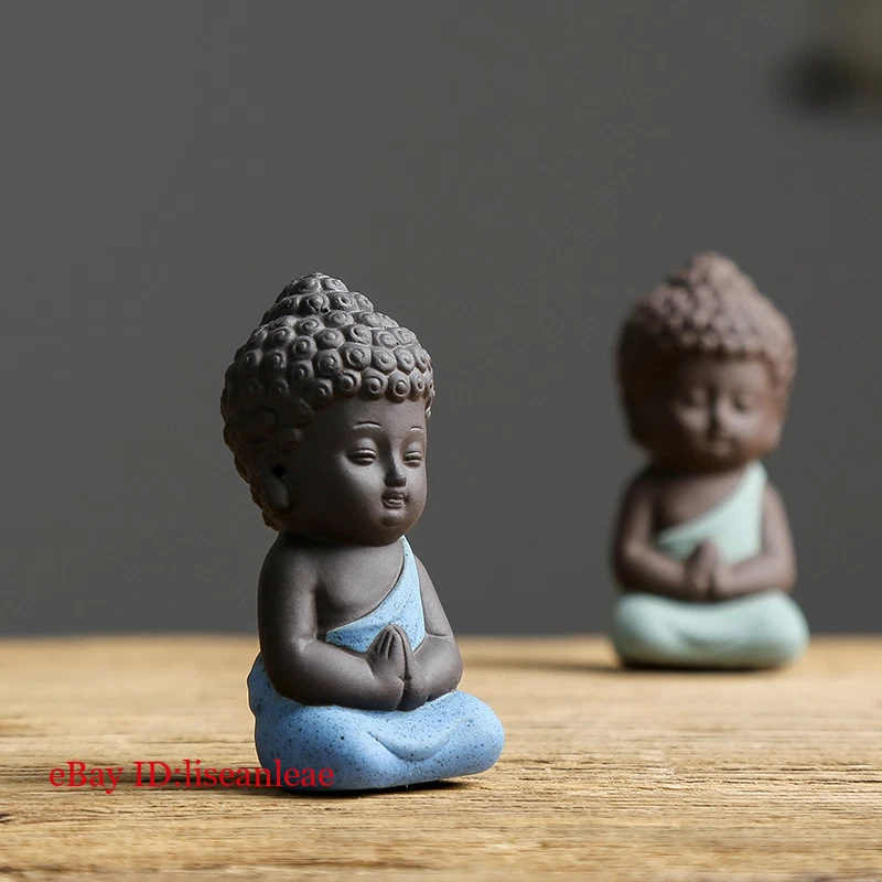Handmade Tathagata Statue Purple Clay Tea Pet Zen Style Artware Study Decoration - Image 2 of 4