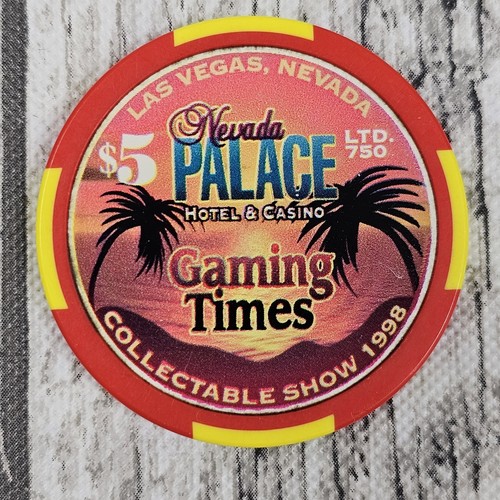 Vintage 1998 Gaming Times Nevada Palace Casino Vegas $5 Poker Chip Limited /750 - Picture 1 of 3