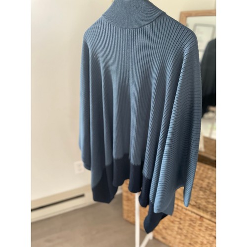 Lululemon On The Go Poncho Sweater Merino Wool Blue One Size Oversized Casual - Picture 10 of 12
