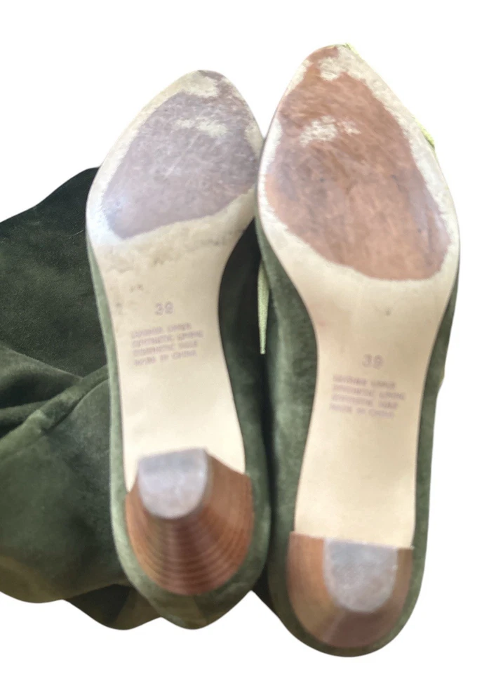 BOTAS HOLGADAS ANTHROPOLOGIE X SILENT D Talla 39 ERENA GATITO TACÓN GAMUZA VERDE Foto 3 de 4