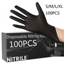 Black Nitrile Gloves 100PCS Disposable Waterproof Tattoo Cleaning Hairdressing