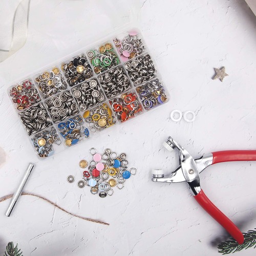 804Pcs Snap Fasteners Tool Kit Hollow and Solid Metal Prong Snaps Buttons wit... - Picture 7 of 8