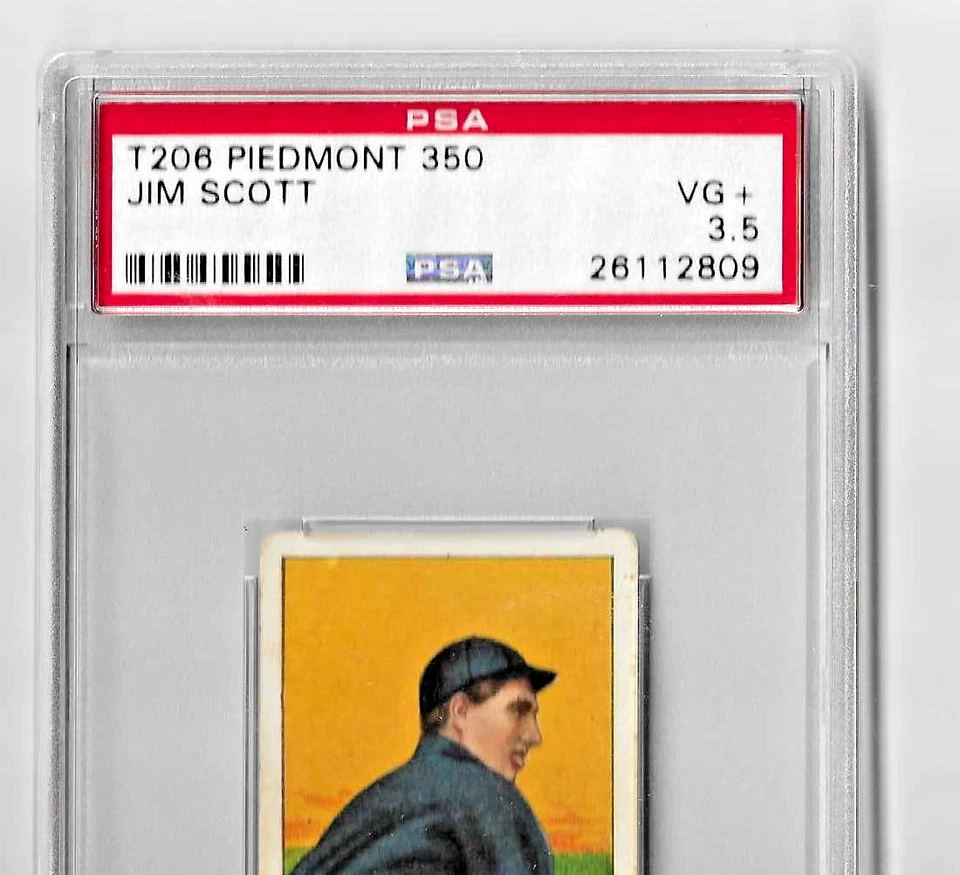 Tarjeta de béisbol 1909-11 T206 Piedmont 350/25 tabaco PSA 3,5 JIM SCOTT WHITE SOX Foto 2 de 4