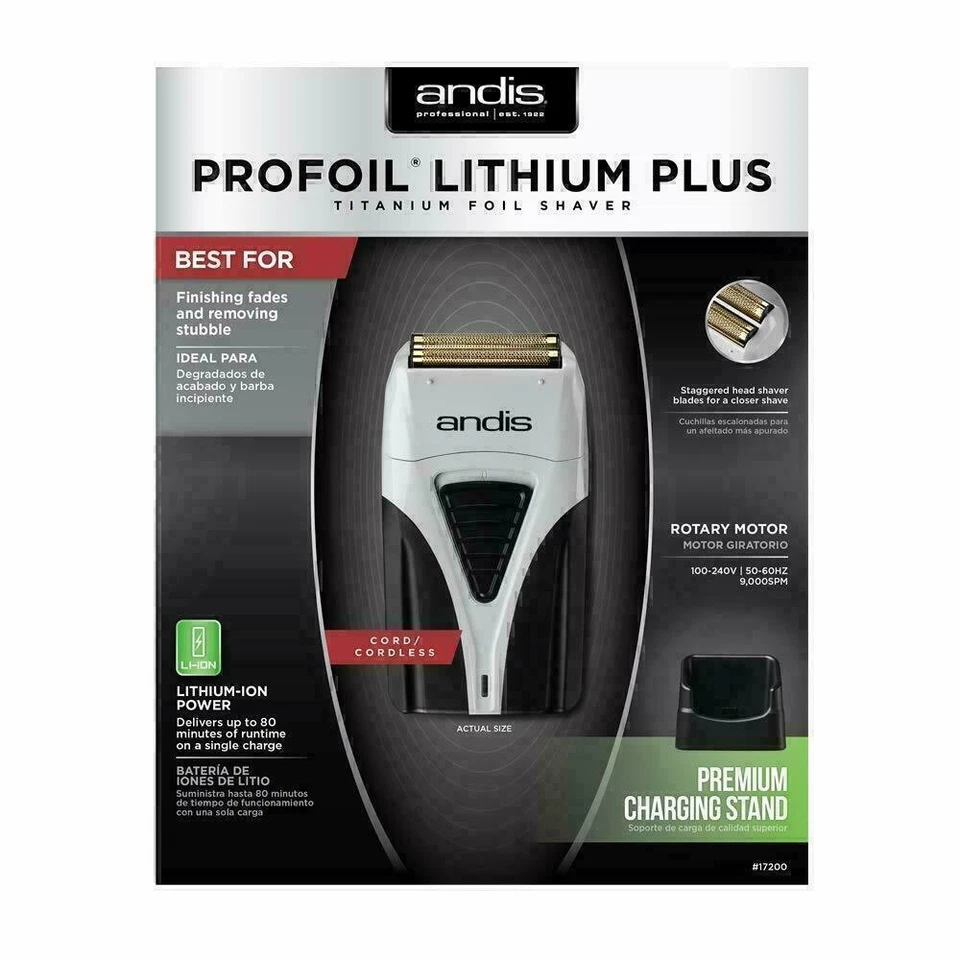 Andis #17200 Profoil Lithium Plus Titanium Foil Shaver Cordless & Charging Stand - Image 3 of 4