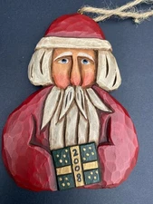 Lori Miller Christmas Ornament Signed Primitive Santa 2008 Present