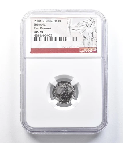 2018 Great Britain 10 Pound Platinum Britannia First Releases MS70 NGC *1090