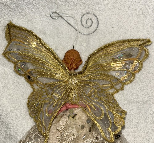Vintage Weihnachtsschmuck Engel Fee Schmetterling Flügel schöner hängender Baum 9,5 Zoll - Bild 6 von 8
