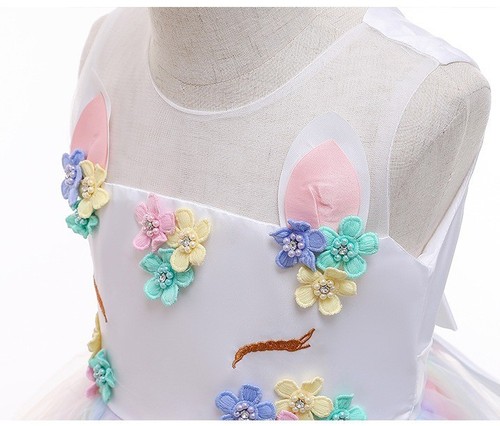 Girls princess party dress unicorn pastel rainbow layered tulle sleeveless gift - Picture 3 of 12