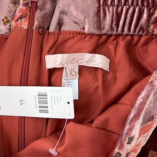 Neu mit Etikett Anthropologie Hutch geblümt Samt weites Bein Burnout Hose pink Damen XS - Bild 5 von 7
