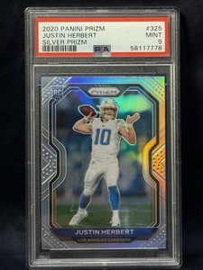 2020 Panini Prizm Justin Herbert #325 Silver Rookie RC PSA 9