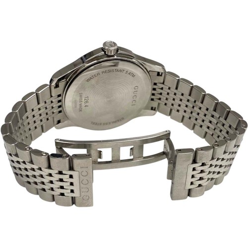 GUCCI WATCH 126.4 G TIMELESS DIAMANTE QUARTZ BROWN DIAL SS STAINLESS STEEL MEN'S - 第 8/12 張圖片