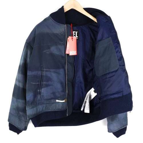 DIESEL Men Jacket W-Spleak-A S Blue Washed Oversized Bomber Insulated RRP325 image 5