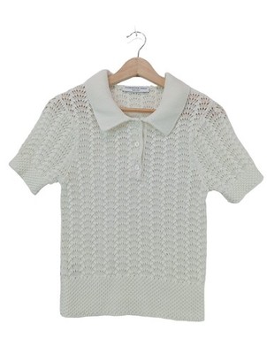 VICTORIA BECKHAM X MANGO Polo-Shirt Damen Shirt Gr. DE 40 weiß Casual-Look