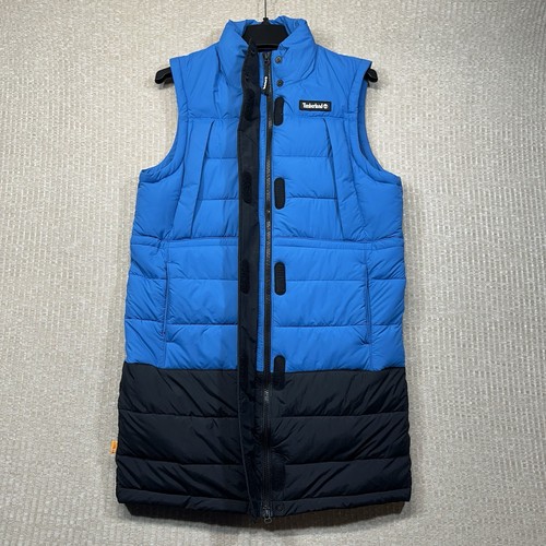 Timberland Puffer Vest Women's Long Blue Black Size Medium - Picture 8 of 12