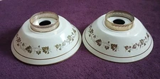 Vintage Tole Metal Toleware Lamp Shade Set of 2 Cream Gold Ivy Vines 14" x 5.5"