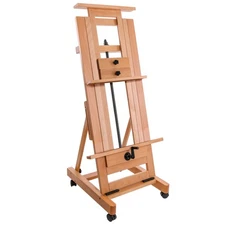 U.S. Art Supply Double Rocker Crank HD Wooden Studio Floor Easel Adjust H-Frame