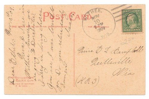 Rural Snowy Winter Stream Scene - Postcard Wautoma, Wisconsin - Picture 2 of 2