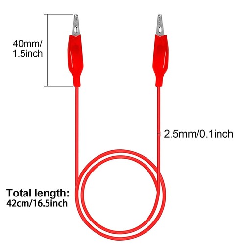 Paquete de 20 cables de prueba de clip de cocodrilo de 21,5" - cables de puente de 5 colores para electrónica - Imagen 2 de 7
