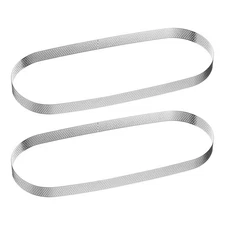 2pcs Perforated Cake Ring 11.81" Stainless Steel Oval Tartlet Ring