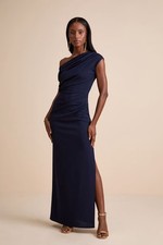 Lulu’s Janine Navy Asymmetrical Maxi Dress Size Medium NWT