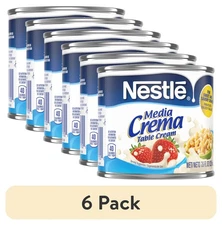 (6 pack) Media Crema Neutral Flavor Heavy Table Dairy Cream, 7.6 fl oz Can