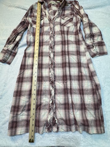 Stetson Plaid Shirt Dress Small Womens Southwestern Flap Pockets Long Sleeve - Picture 4 of 12