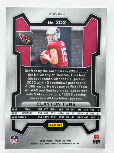 Clayton Tune 2023 Prizm #302 Orange Cracked Ice Prizm Rookie RC - Imagen 2 de 3