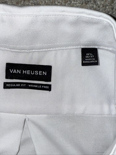 Van Heusen Long Sleeve Button Down Men’s 19 1/2, 36/37, White - Picture 8 of 10