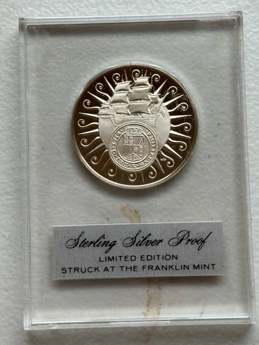LOT of 3 Franklin Mint .925 Sterling SILVER proof Rounds in Plastic Holders