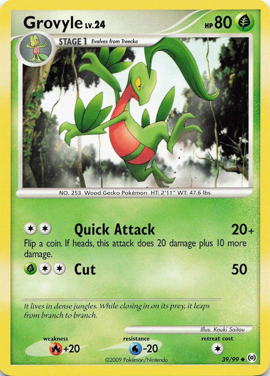 POKEMON Grovyle (39) #39/99 Normal Arceus NM
