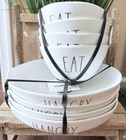 RAE DUNN MELAMINE Set: 4 HANGRY Pasta Bowls, 4 EAT Salad Bowls In-And Outdoor