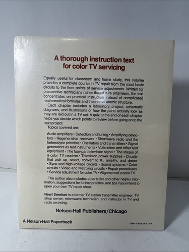 COLOR TV SERVICING - Newt Smelser: Softcover, First Edition, Sealed, RARE - MINT - Imagen 2 de 6