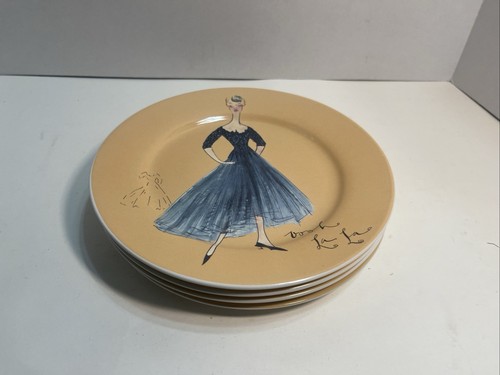 Set of 4 Dessert Plates La Mode by Rosanna Set Retro French Fashion Plates 1434 - Picture 7 of 7