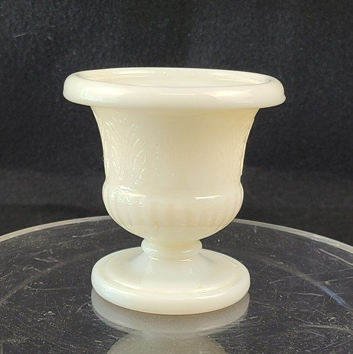 Milk Glass Urn Vase Rolled Rim Pedestal 3β x 3β Collectible Cottage Traditional