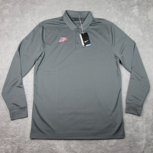 Team USA Hockey Poloshirt Herren Large grau Nike Dri-Fit Team Issue Performance - Bild 1 von 12