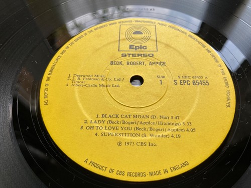 JEFF BECK TIM BOGERT & CARMINE APPICE RARE ORIGINAL MINT EPIC VINYL LP 1973 BBA - Picture 4 of 24