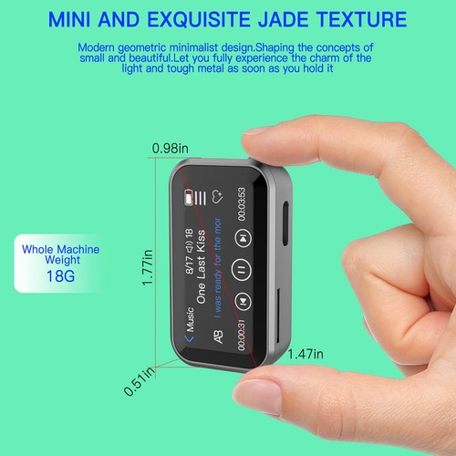 BT MP3 Player Portable Back Clip 1.47in Full Touchscreen 32GB HiFi Lossless - Picture 9 of 24