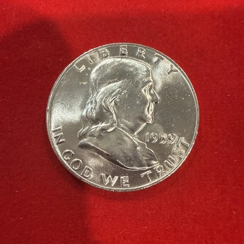 1959 50C Franklin Bright Silver Half Dollar BU Raw Half Dollar