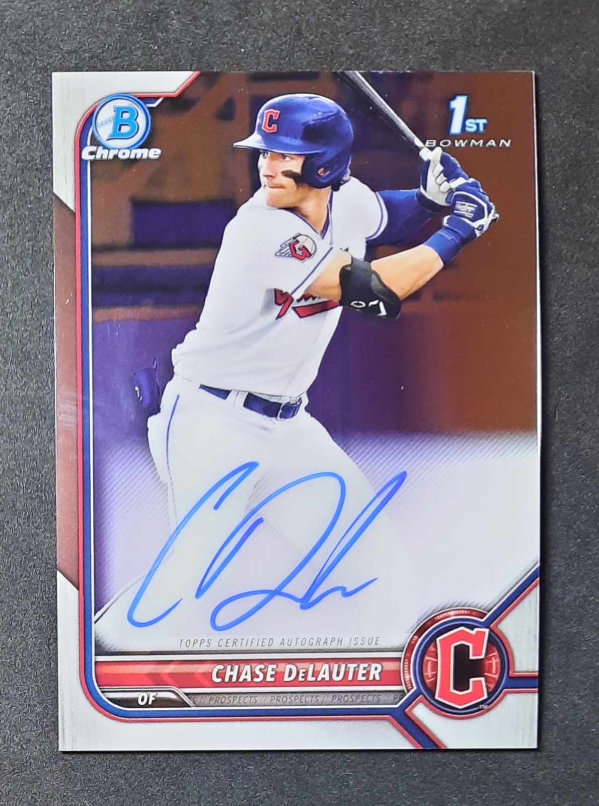 Chase Delauter 2022 1st Bowman Chrome Autograph Auto Cleveland Guardians