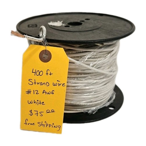 12 AWG THHN Stranded Copper Wire 400 Ft White  - Picture 1 of 4