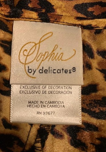 Sophia by Delicates Leopard Satin Slip Dress L Lace Trim Chemise Lingerie - Picture 5 of 6