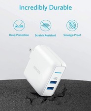 Anker PowerPort 2 Dual USB 24W Wall Charger Charging Power Adapter Foldable Plug