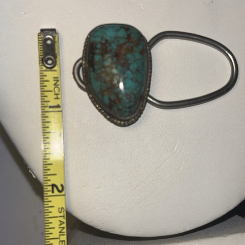 Vintage Navajo Large Sterling Silver Turquoise Key clip Bennett Pat Pend C-31 - Picture 10 of 11