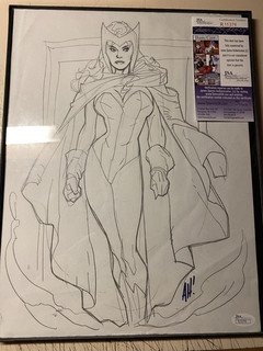 Boceto artístico original de Adam Hughes Bruja Escarlata de X Men con certificados JSA