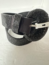 Black Rhinestone Sparkly Adjustable Embellished Beads Belt Fits 29-36 Dance 3547