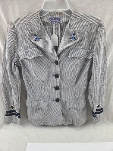 WW2 USN US Navy Waves Grey & White Seersucker Woman's Female Dress Blouse Jacket - Picture 1 of 3