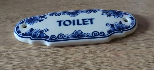 Delfts Blue Holland blue white handpainted ceramic toilet sign, vintage, NOS - Picture 2 of 9